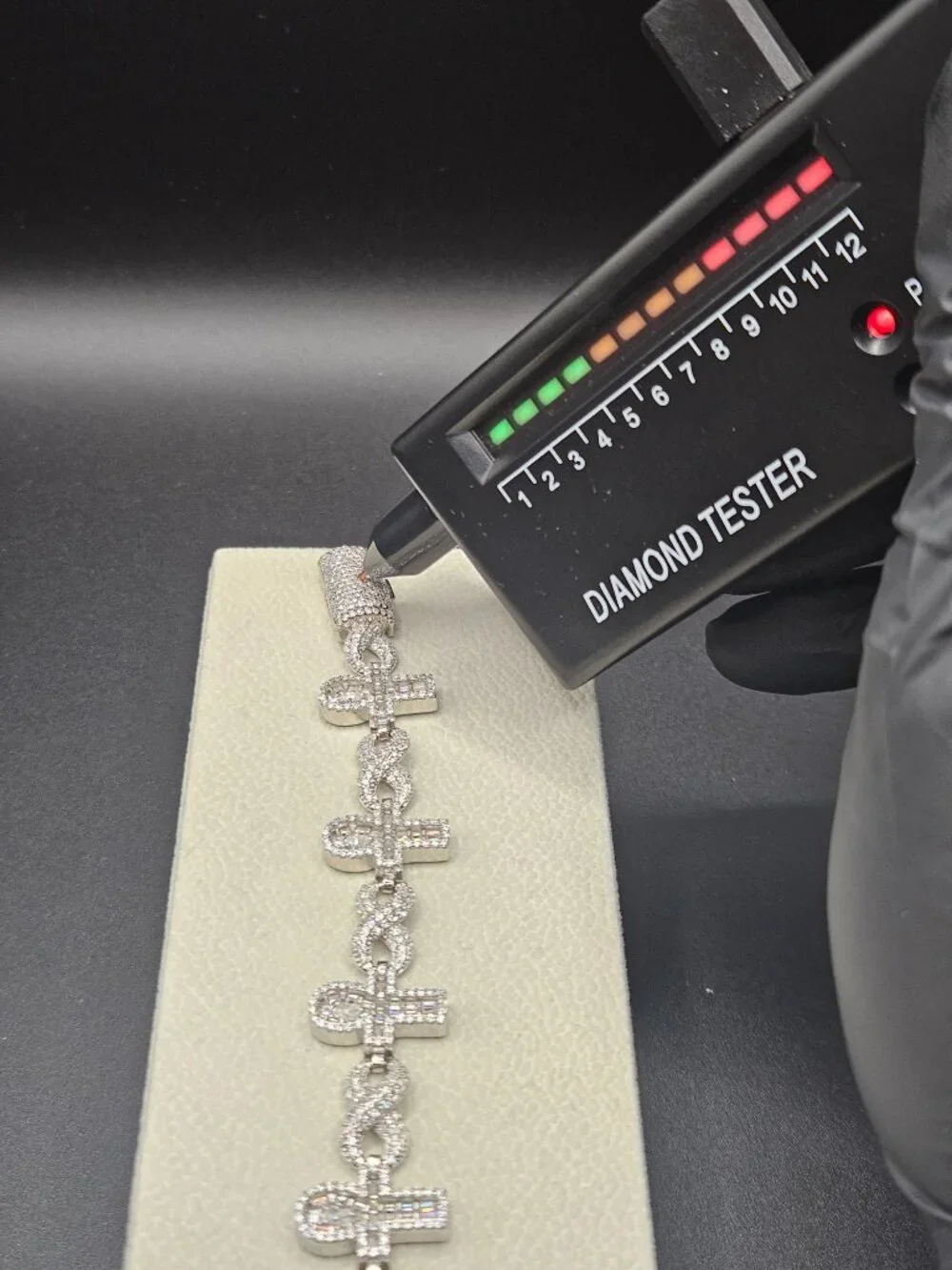925 Sterling Silver Moissanite 16mm Ankh Infinity Bracelet 8 Inch